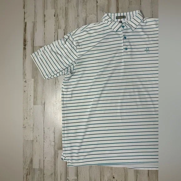 Peter Millar Shirt Mens XL White Striped Summer Comfort Polo Golf Classiccore - Picture 3 of 9
